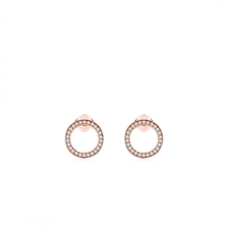 Minimalist Stud Earrings with Full Diamond Hollow Round Design